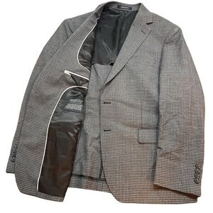 Kenneth Cole Awareness Mens 44S Wool Gingham Unstructured Blazer Suit Jacket EUC